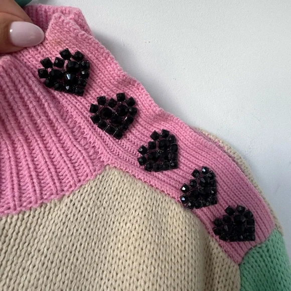 Olivia Rubin Lyla Oversized Colorblock Sweater - Size L - Picture 5 of 9